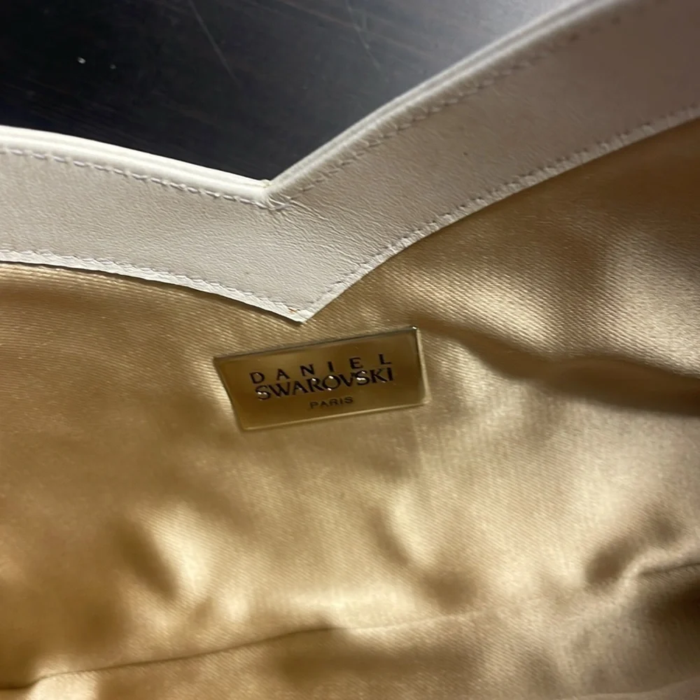 NEW Swarovski crystal embellished calfskin leather clutch